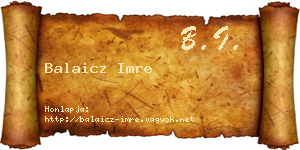Balaicz Imre névjegykártya